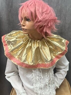 Vintage gold lame clown ruff costume ruffle collar circus